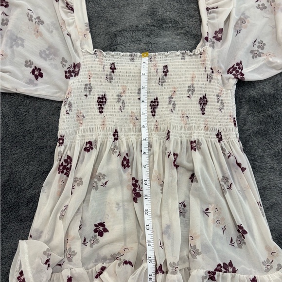 Free People Cream and Purple Smocked Blouse - Picture 6 of 6